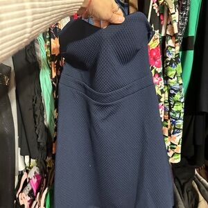 Elegant Navy Blue Strapless Dress